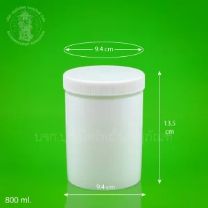 กระบอกพลาสติก สีขาวทึบ 800 ml.