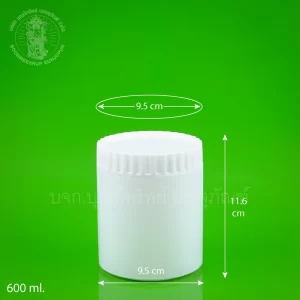 กระบอกพลาสติก สีขาวทึบ 600 ml.