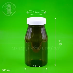 PVC ไหล่ลาด สีชา ฝาขาว 300 ml.