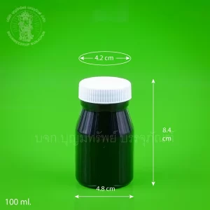 PVC ไหล่ลาด สีดำ ฝาขาว 100 ml.
