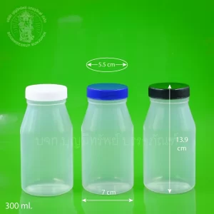 PVC ไหล่ลาด สีขาวขุ่น ฝาคละสี 300 ml.