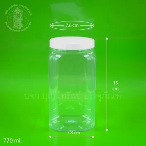 ขวด PET เหลี่ยม ฝาขาว 770 ml.