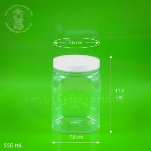 ขวด PET เหลี่ยม ฝาขาว 550 ml.