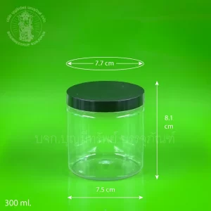 ขวด PET กลม ฝาดำ 300 ml.