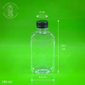ขวดน้ำ ฝาดำ 240 ml.
