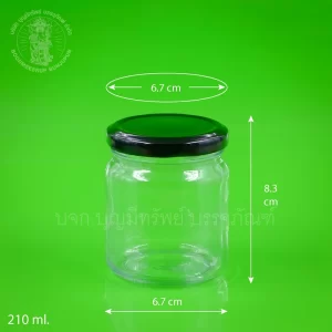 ขวดแก้ว ฝาดำ 210 ml.