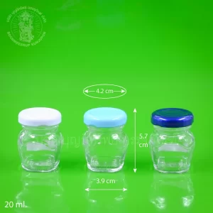ขวดแก้ว ฝาขาว ฟ้า น้ำเงิน 20 ml.
