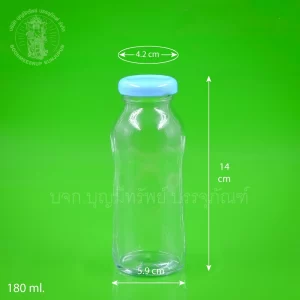 ขวดแก้ว ทรงสูง ฝาฟ้า 180 ml.